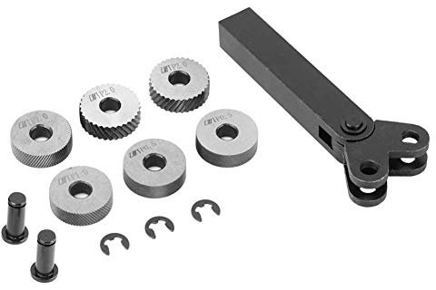 7 Pezzi Zigrinatura in Acciaio, 0,5mm 1mm 2mm Diagonal Dual Wheel Lineare Zigrinatura Set Macchina Taglio per Tornio