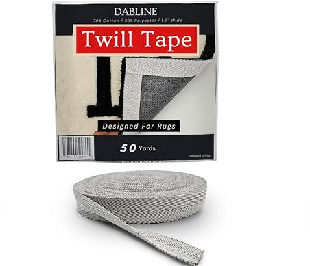 DABLINE Köperband zum Binden von Teppichkanten, 3,8 cm breit, Fischgrätenmuster, Polyester-Baumwoll-Twill-Klebeband zum Tuften von Teppichen, 45,7 m (leicht)