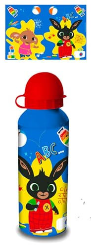 Borraccia Scuola Bottiglia Sport in Alluminio per Bambini 400ml con beccuccio retraibile in varie colorazioni (Borraccia Blu (Bing Sula))
