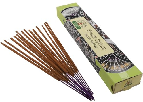 Namaste Mandala Masala Weihrauch - Schwarzes Opium - Traditionelles indisches Agarbathi - handgefertigt - 1 Schachtel