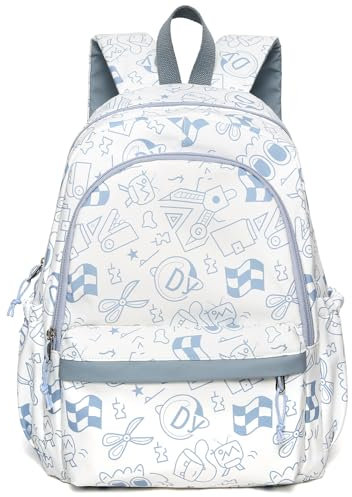 BITUOR Rucksack Kinder, Schulrucksack Mädchen Jungen, Wasserabweisender Kinderrucksack, Schulrucksäcke mit Laptopfach, Rucksäcke für die schule, Unisex Daypack, Cartoon Blau