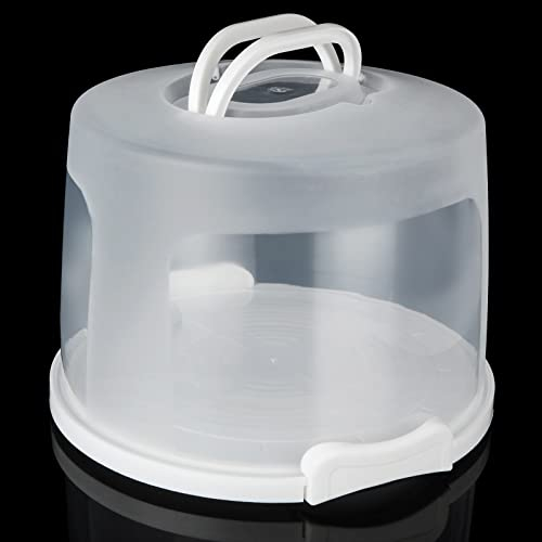 MUXHEL Caja de transporte para tartas de plástico, 30 x 26 x 18 cm, caja hermética para tartas con asa y tapa, gran recipiente portátil para tartas, galletas, pasteles