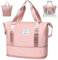 Paneerte Sac de Voyage Femme Sac Weekend Femme Sacs de Voyage Sac Voyage Pliable Sac Cabine Avion Sac de Voyage Sec Et Humide, Sac de Sport Adapté Au Sport Et Aux Voyages, Rose