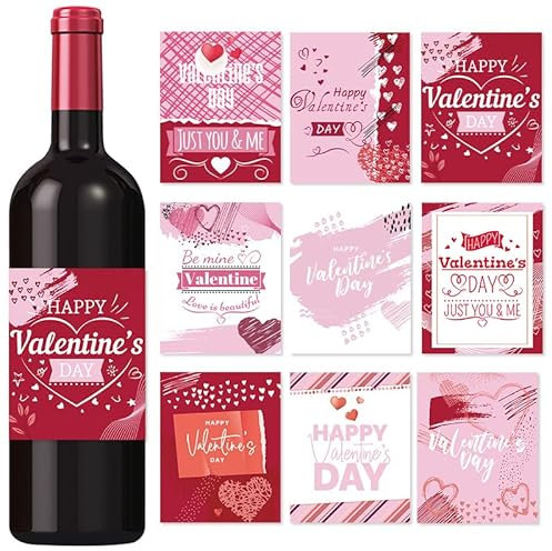 mdgfge - Etiquetas de botella de vino para el día de San Valentín, etiquetas de botella de champán, etiquetas adhesivas con temática de amor, decoración de botella de vino para el día de San Valentín