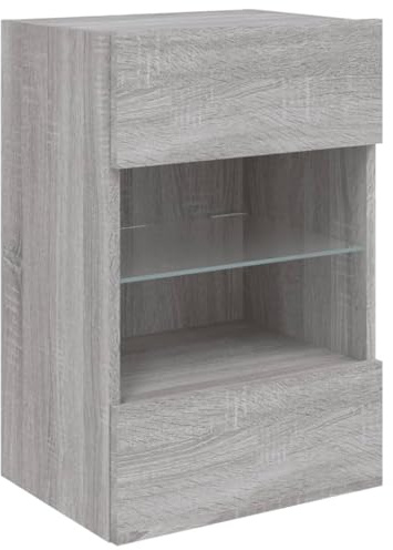 vidaXL TV-Wandschrank mit LED-Leuchten Grau Sonoma 40x30x60,5 cm