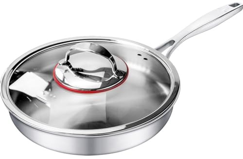 SjdoPulse Sartén De Fondo Plano De Titanio Puro, Olla Sin Recubrimiento Antiadherente, Aleación De Titanio, Adecuada Para Cocina De Inducción