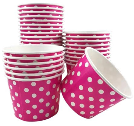 MMvolesy 12oz Pink Paper Ice Cream Cups - Disposable Colored Dessert Bowls for Cold & Hot Foods, Soups, Sundaes, Parties (50 Pack)