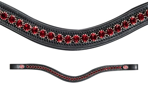Kieffer Stirnband FlexiLoop®, geschwungenes Lederstirnband zum auswechseln Größe Warmblut, Farbe Large Crystal Red
