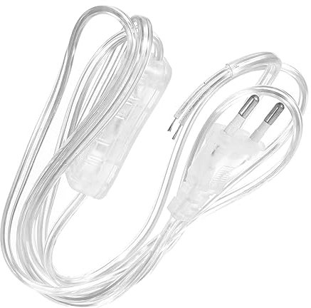 HOMSFOU Transparentes Verlängerungskabel Mit Eurostecker Pvc Schutzkontakt Stromkabel Für Pendelleuchten Innen Außen 1,8m Ersatzlampenkabel Beleuchtung