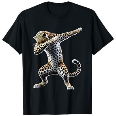 Divertente Dabbing Leopardo Motivo Amante degli Animali Arte Dab Maglietta