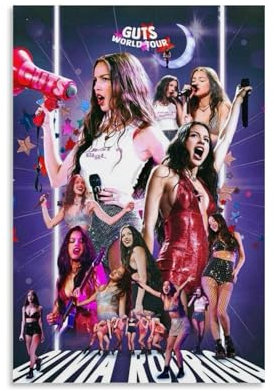 Póster de Olivia Rodrigo Guts World Tour Music Posters para habitación, lienzo estético, arte de pared, decoración de dormitorio, 12 x 18 pulgadas (30 x 45 cm)