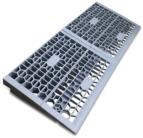 HOXWELL Modular Threshold Ramps for Doorways, 2'' Rise Wheelchair Ramps for Home Steps, 3000 Lbs Load Capacity Detachable Solid Plastic Entry Door Ramps for Wheelchairs and Cars, 2 PCS