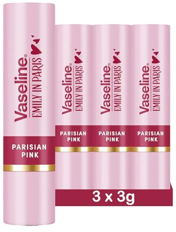 Vaseline x Emily in Paris Parisian Pink | Bálsamo Labial Hidratante Barra | Edición Limitada | (Lot de 3 Parisian Pink)
