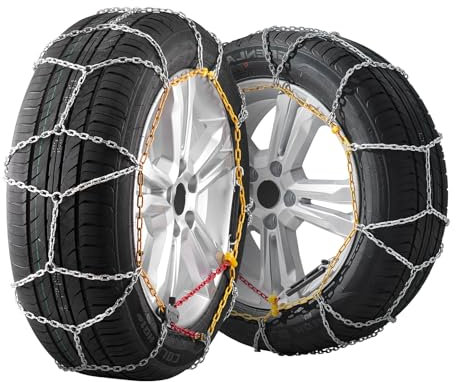 VEVOR 2-teilige Schneeketten Notfall-Traktionsreifenketten für Autos Pickups SUVs Lkws, Mangan-legierter Stahl für 225 55 R17; 215 55 R17; 215/60R17; 215 65 R16; 225/55R17; 245 45 R17; 235 60 R16