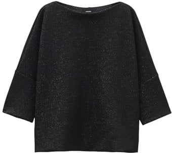 someday Damen Sweatshirt | Sweater USHINY Detail Loose mit Glitzer Effekt Black, M
