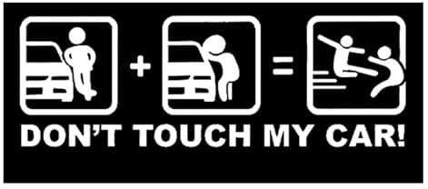 Don't touch my carlustige auto Aufkleber,weiß witzige car Sticker,Wasserdicht, UV-beständig, Auto-aufkleber für glatte Oberflächen(18.5cm x 6.5cm)