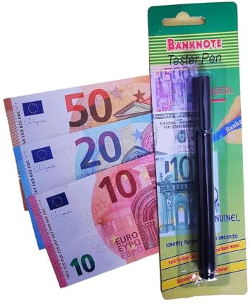 Natur'hall Stylo détecteur de faux billet euros - Stylos pour le contrôle et la vérification de faux billets - Détection faux instantané des billets de banque - Marqueur de contrôle de monnaie
