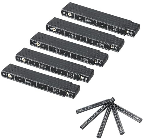 Zollstock Aus Kunststoff, Zollstock, 5 Stück Zollstöcke Zollstock, 1 Meter Zollstock Aus Kunststoff, Gliedermaßstab, Für Alle Heimwerker, Haus, Hobby & Werkstatt (Schwarz)