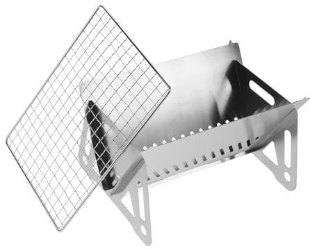 Generisch Zusammenklappbarer Grill Grillrost Kochen Toaster Campingkocher Camping Wasserkocher Holzkohlegrill Elektrogrill Tragbare Holzkohle Barbecue-grill Im Freien Silver Rostfreier Stahl
