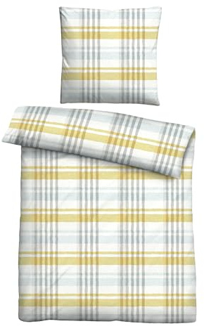 Traumhaft schlafen - Castell - Markenbettwäsche Bettwäsche Baumwoll Seersucker 0020373 KARO 1x 135x200 cm + 1x 80x80 cm, gelb