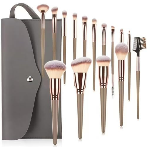 15pcs Pinceau Maquillage Set,de Pinceaux Maquillage Cosmétique Pinceaux Kit,lot pinceau maquillage, pour Fond de Teint, Poudre, Fard à Joues, avec Trousse de Maquillage