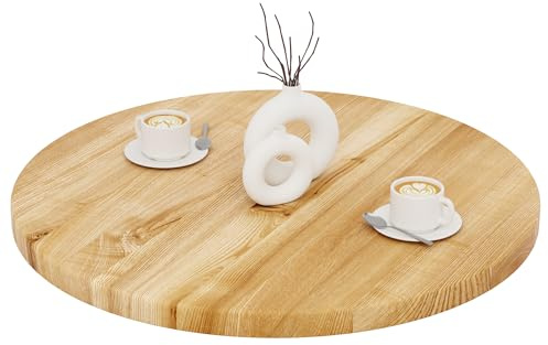 LAMO Manufaktur Tischplatte rund 80 cm aus Naturholz | Holzplatte für Esstisch, Küchentisch, Bistrotisch, Bartisch | Stärke: 40 mm | Farbe: Rustikal