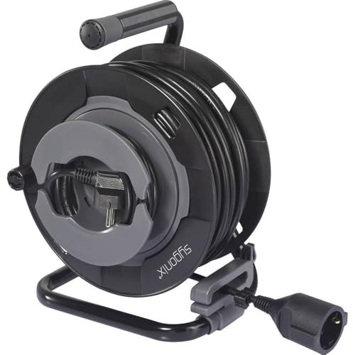 Sygonix SY-6618486 Kabeltrommel 30 m Schwarz Schutzkontakt-Stecker