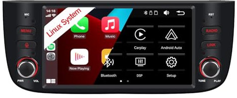 Autoradio per Fiat Linea Punto Evo 2012-2017 e Linea 2012-2015 con Wireless CarPlay Android Auto Stereo Touch Screen IPS/Bluetooth/Mirror Link/FM/AM/USB+SWC