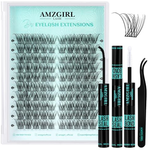 Eyelash Cluster Kit 100pcs DIY Wispy C Curl Individual Natural Eyelash Extension Kit with Lash Bond and Seal, Eyelash Tweezers (Sunup)