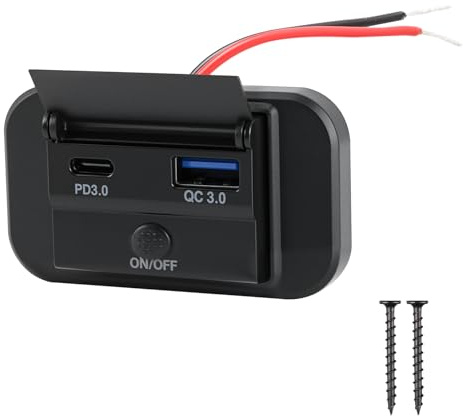 12V USB Steckdose 4.8A USB Ladebuchse Panel für Wohnmobil mit Schalter und LED Wasserdicht QC3.0 Schnellladesteckdose Wandhalterung für 12V/24V Auto Bus ATV Schiff LKW SUV LKW Boot Marine Camper