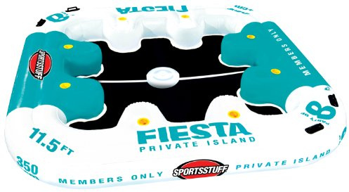 Sportsstuff Fiesta Island | 8 Person Fiesta Island Lake Lounge with Heavy-Duty Comfort Mesh Seating, Floating Inflatable Cooler Included