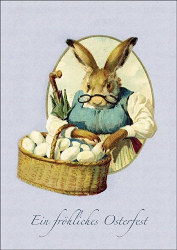 Nostalgische Osterkarte mit Hasenmutter zum Osterfest • fröhliches Premium Klappkarte mit Ostermotive mit Umschlag für Freunde, Familie und Kollegen