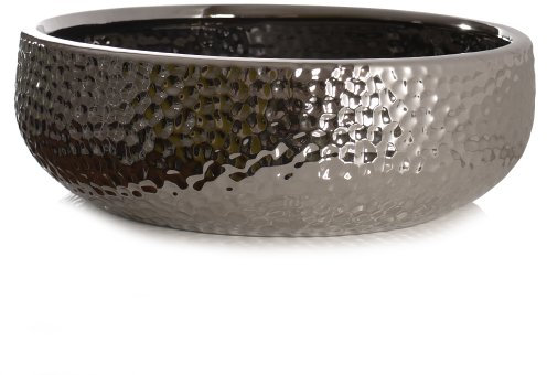 Schale CORO, Keramik, silber glasiert, Kaheku, 30 cm