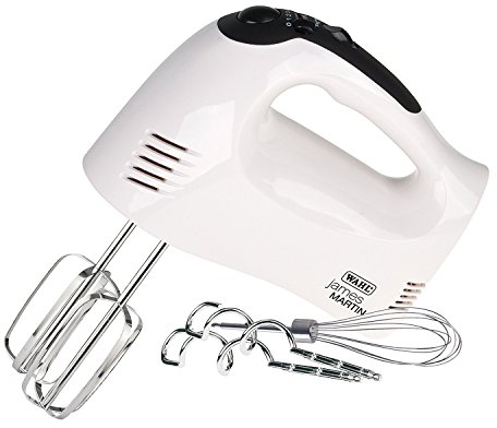 Wahl ZX822 Hand Mixer with Dough Hooks and Whisks, 300 Watts 5 Speed, Turbo Boost, Easy Eject Button, Safety Function, Light Weight 1 kg, Dishwasher Safe Parts, White/Black