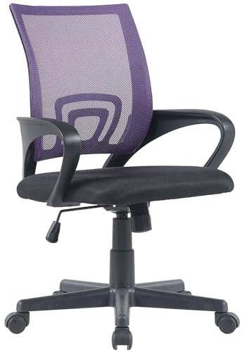 CLP Silla de Oficina Genius I Silla de Escritorio Regulable en Altura con Funda de Malla, Color:Violeta