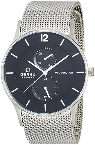 Obaku Denmark Herren-Armbanduhr XL Analog Quarz Edelstahl beschichtet V157GMCBMC