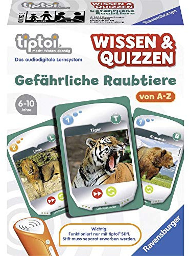 Ravensburger tiptoi 00752 - Spiel Wissen & Quizzen: Gefährliche Raubtiere / Erkundet allein oder gemeinsam die Welt der gefährlichen Raubtiere von A bis Z