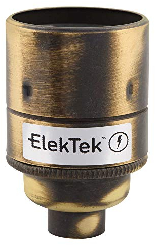 ElekTek ES E27 Edisongewinde Lampenfassung aus Messing Glattmantel 10-mm-Einführung Ideal für Vintage-Filament-Lampen Messing Antik Gebürstet