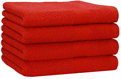 Betz 4 Stück Strandtücher Duschtücher Set Größe 70x140 cm Duschhandtuch Badetuch Strandtuch Handtuch Premium 100% Baumwolle Farbe rot