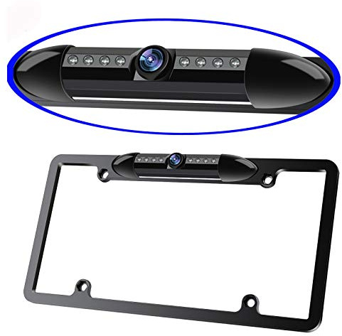 License Plate Frame Backup Camera Night Vision Car Rear View Camera with 8 Bright LEDs 170° Viewing Angle Waterproof Backup Camera Vehicle Universal Reversing Assist Security