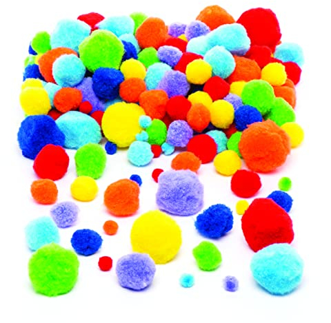 Baker Ross AW366 Puschel in den Farben des Regenbogens, Bastelmaterial für Schultüten, Vorteilspack mit 200 Stück