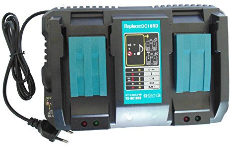 DC18RD Chargeur Double Port 4A pour Batterie remplacer Makita Liion BL1815 BL1820 BL1830 BL1840 BL1840B BL1850B BL1860 BL1430 BL1430 BL1460 BL1430 BL1450 BL1460