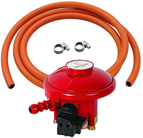 Silverline Propane Clip On Gas Bottle Regulator Kit 730191 27 mm + 2m Orange Hose + 2 x Pipe Clips