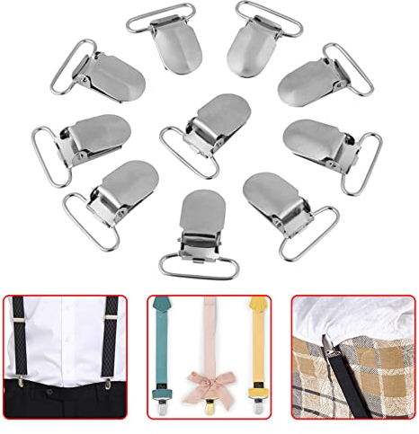 Silber Metall Hosenträger Klammern Hosenträger Schnapp Schnuller Clips Halter Ersatzteile Zubehör für Craft Nähen Taschen(25mm)