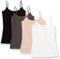 Amazon Essentials Caraco Coupe Cintrée Femme, Lot de 4, Blanc/Charbon Chiné/Noir/Rose Grisé, XXL