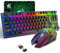 87 Key Rainbow LED Backlit Wireless Gaming Keyboard and Mouse Combination Rechargeable Battery 3800mAh Anti-ghosting Ergonomic RGB Mute Mouse for PC Gamer Computer (Black)