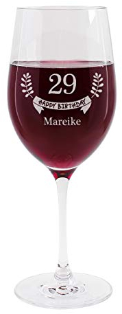 Herz & Heim® Weinglas zum Geburtstag mit Gravur des Namens und Alter