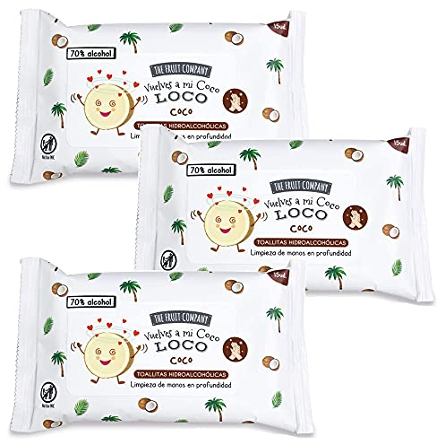 Lot de 15 lingettes hydroalcooliques Coco 70% Alcoh