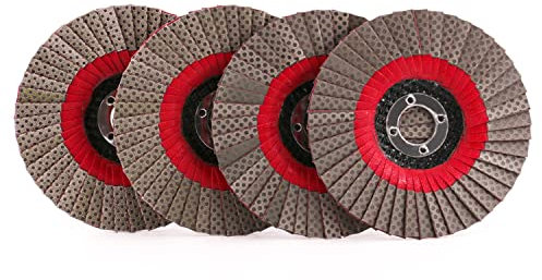 Lot de 4 disques de ponçage à lamelles diamantées de 10,2 cm – Ponceuse, carrelage, pierre, marbre, béton, granit, céramique, verre