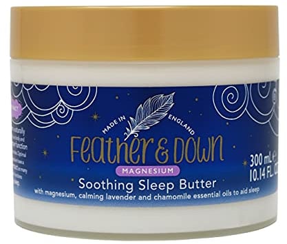 Feather & Down Magnesium Soothing Sleep Butter (300ml) - With Magnesium, Calming Lavender & Chamomile Essential Oils To Aid Sleep. Vegan Friendly & Cruelty Free.